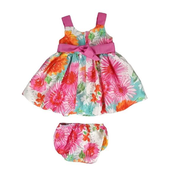 Jessica Ann Infant Semi Formal Floral Dress with Diaper Cover - Picture 3 of 9